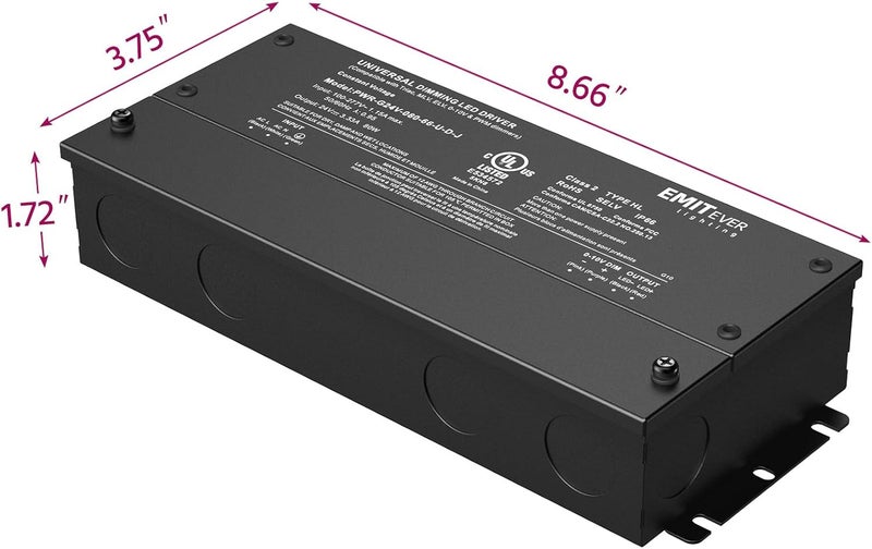 EMITEVER Dimmable Led Driver, 80W AC 110V-277V to DC 24V Transformer, 5-in-1 Dimming: ELV/MLV/TRIAC / 0-10V / 1-10V / 10V PWM/Potentiometer,Class 2,Waterproof IP67 and UL Listed，Class 2 - Image 3